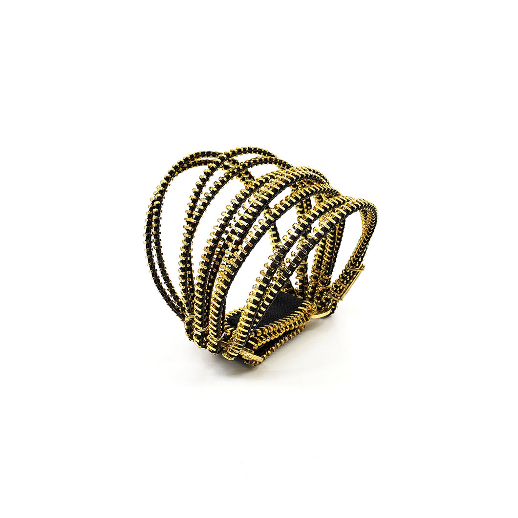 Tress Zipper Bracelet - Black and Gold