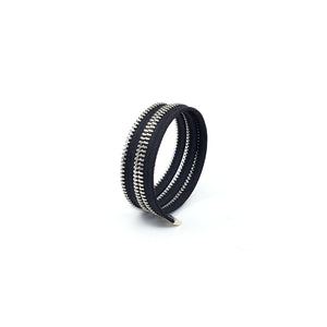 Thin Coil Zipper Bracelet - Silver & Black