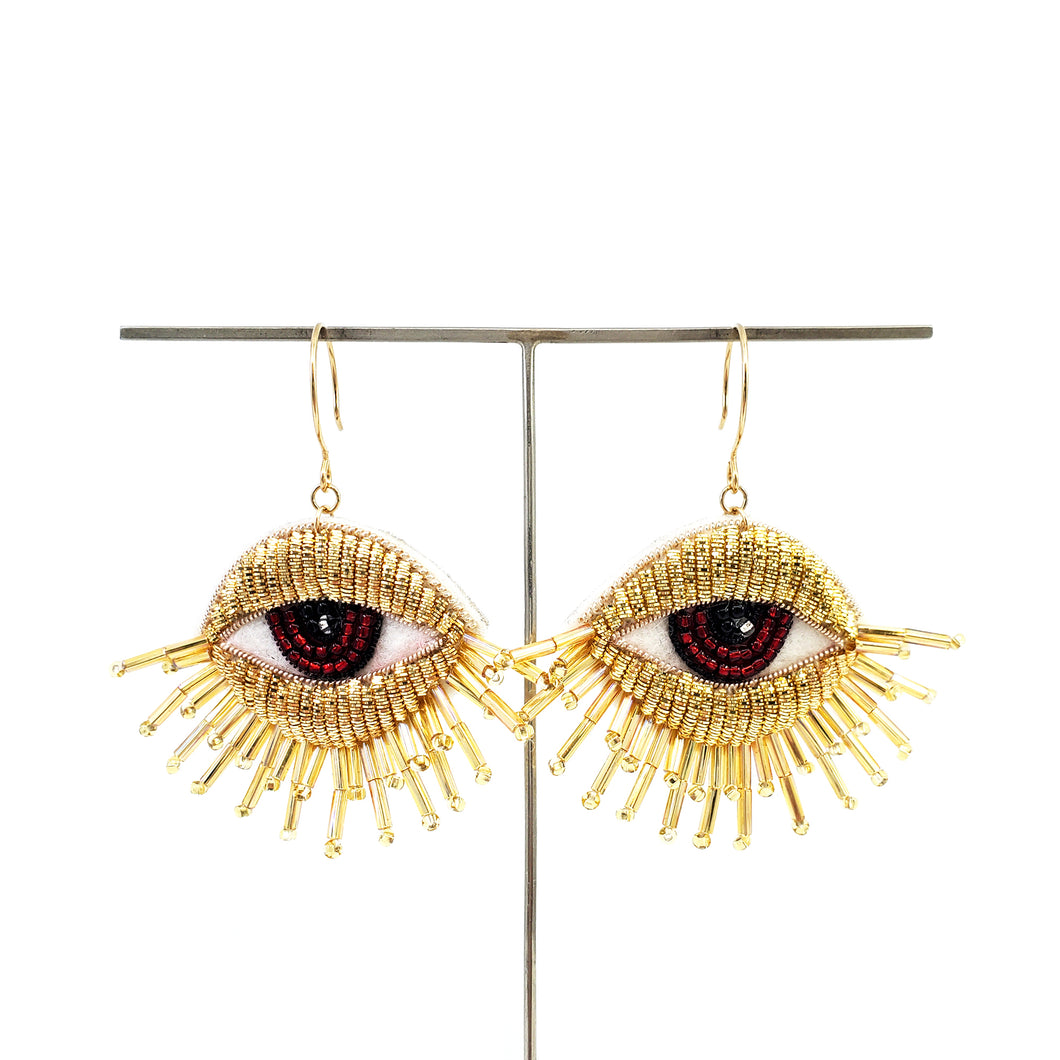 Fringey Eye Earrings - Gold