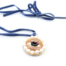 Load image into Gallery viewer, Rose Pearly Eye Necklace - Periwinkle
