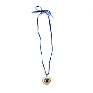 Rose Pearly Eye Necklace - Periwinkle