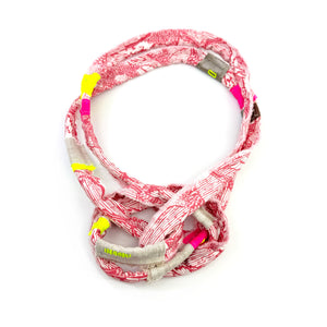 Thin Pink & Citron Cord Wrap Necklace