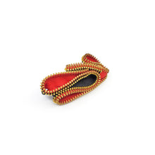 Load image into Gallery viewer, Medium Knot Zipper Pin - Black, Red and Gold

