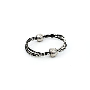 Orbit Zipper Bracelet, Silver and Black