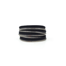 Load image into Gallery viewer, Wide Coil Zipper Bracelet, Silver and Black
