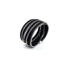 Load image into Gallery viewer, Wide Coil Zipper Bracelet, Silver and Black
