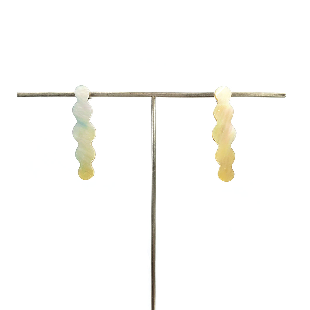 Long Mother of Pearl Studs - Yellow