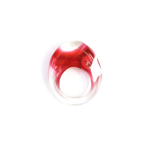 Bright Pink/White/Clear Swirl - Chunky Ring