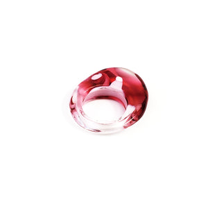 Bright Pink/White/Clear Swirl - Chunky Ring