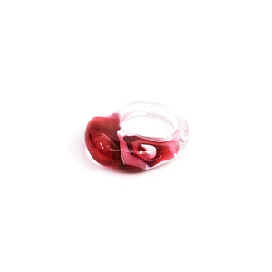 Bright Pink/White/Clear Swirl - Chunky Ring