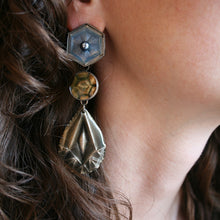 Load image into Gallery viewer, Blue, Amber, and Smokey Quartz 3 Drop - Convertible Earrings
