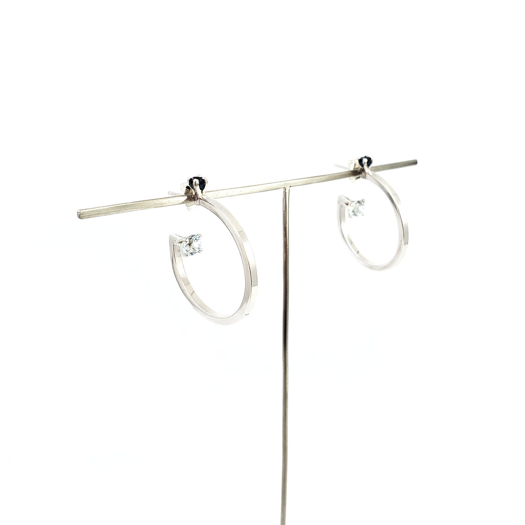 Sapphire and Aquamarine Gem Hoops