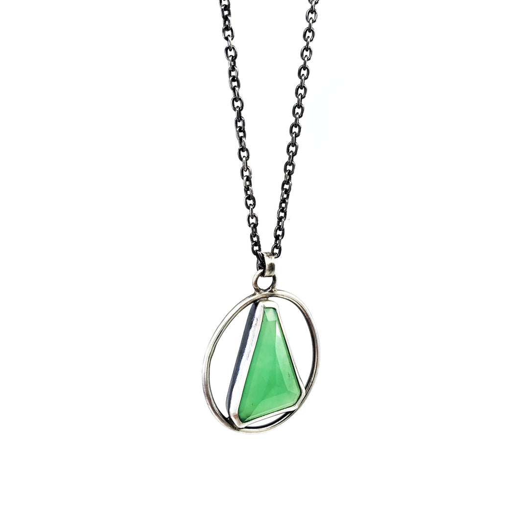 Chrysoprase Halo Necklace