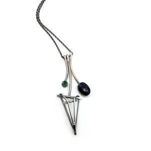 Emerald and Sapphire Dagger Necklace