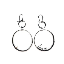 Load image into Gallery viewer, Swivel Hoop on Hoop with Love and Pearl

