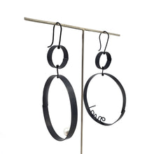 Load image into Gallery viewer, Swivel Hoop on Hoop with Love and Pearl
