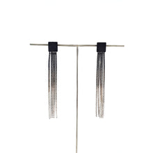 Load image into Gallery viewer, Ombré Square Chain Stud Earrings with Box Chain Fringe (Long)
