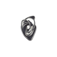 Load image into Gallery viewer, Medium Knot Zipper Pin - Black, White, and Silver
