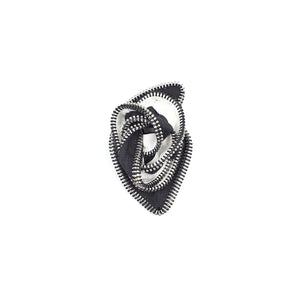 Medium Knot Zipper Pin - Black, White, and Silver