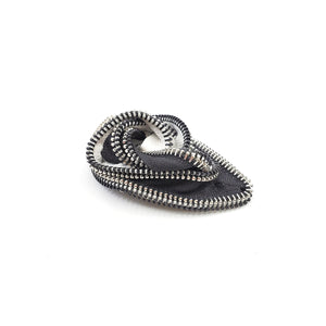 Medium Knot Zipper Pin - Black, White, and Silver