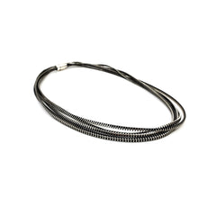Load image into Gallery viewer, Convertible Saturn Zipper Necklace - Black and Silver
