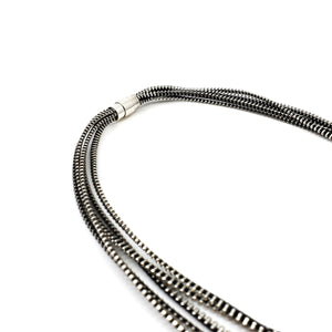 Convertible Saturn Zipper Necklace - Black and Silver