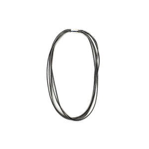 Convertible Saturn Zipper Necklace - Black and Silver