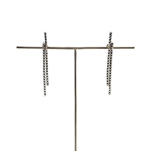 Long Line Zipper Earring - Black and Silver