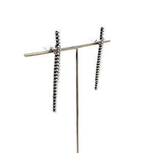 Long Line Zipper Earring - Black and Silver