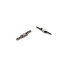 Load image into Gallery viewer, Short Line Zipper Earrings - Black and Silver

