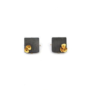 Square with Gold Petals Earrings