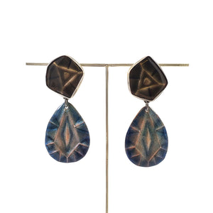 Smoky Quartz and Aquamarine Studs