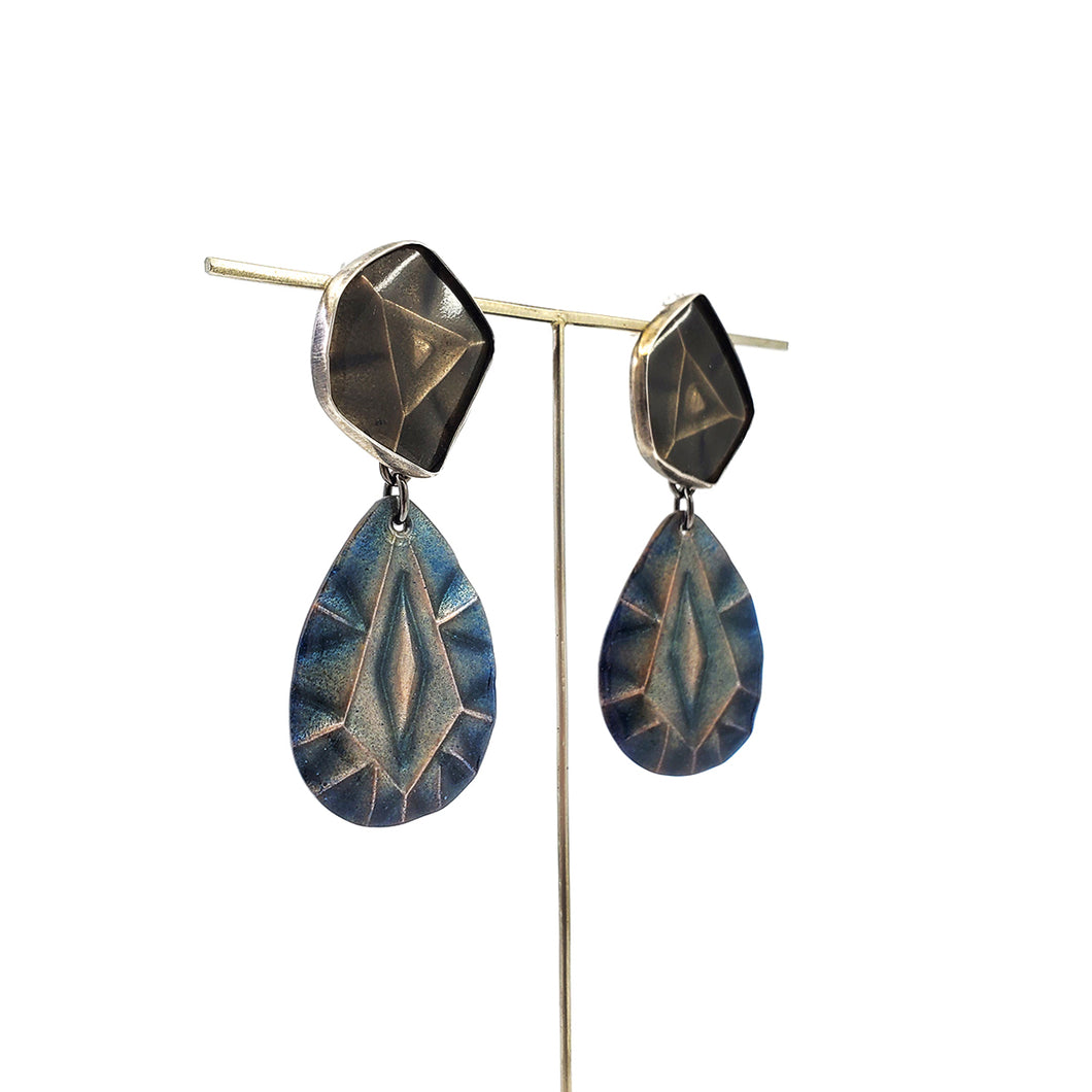 Smoky Quartz and Aquamarine Studs