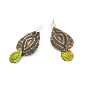 Smoky Quartz and Peridot Studs