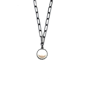 Oval Chain with Pearl Pendant