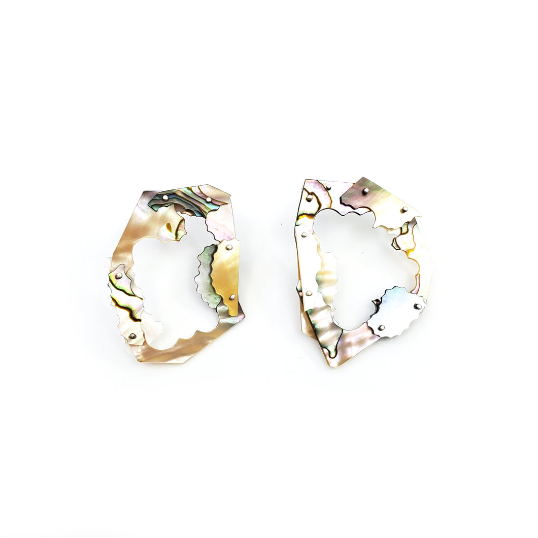Pieced Mother of Pearl Hoops